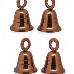 HANDTECHINDIA Rose-Gold Plain Indian Brass Bells Jingle Bells for Home Door Decor Crafts Christmas Decor Pet Bells in Various Size and Set (4, 1.25 inch)