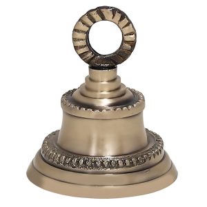 HANDTECHINDIA Traditional Carved Mini Brass Bell for Prayer, Feng Shui, Home Temple, Handcrafted Antique Brass, 2 Inch Height, Rituals, Sound Healing & Decor