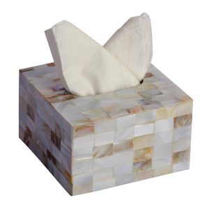 Wonderlist Handicrafts Mother of Pearl Bathroom Accessories Designer Bath Ensemble 100 Percent Handmade Tissue Holder 5 inches, BOWL