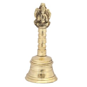 Hand Bell Metal Bell Decorative Wedding Bells Service Bell Call Bell Christmas Bell Hand Held Small Service Bell/Pooja Bell Brass Loud Hand Bell/Solid Brass Hand Call Bell (Ganesha)