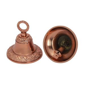 Rose-Gold Embossed Indian Brass Bells Jingle Bells Home Door Décor Crafts Bells Christmas Decor Bells Pet Bells Christmas Craft Bells in Various Size and Set. (2, 3 inch)