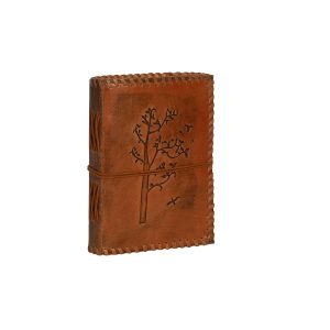 Embossed TREE Leather Writing Journal Unlined Pages Vintage Travelers Notebook Journal For Taking Notes, 120 Pages of Antique Handmade Vintage Paper Sketchbook Great Gift for Men and Women