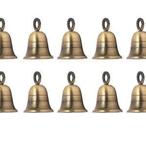Wonderlist Handicrafts Jingle Bell 2 Inches Christmas Decorative Brass, Bell for Pet Dog Cat Pendants Christmas Tree Decoration Bells for Home Door Chimes Decor Set of 10 (Antique -Golden) BRSO10A10