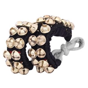 Dancing Bells Anklet Ghungroo with Colored Cushion Pad 2 Line with (20+20) Bells Best for Indian Classical Dance, Indian Style Brass Ankle Bells, Black