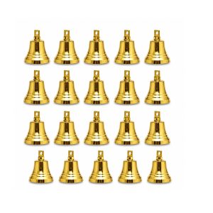 Wonderlist Handicrafts Brass Sleigh Bells for Home Door Decor, Crafts, Chimes, Christmas Decor, Pet Bells, Golden, 1 Inch, Pack of 20
