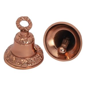 Rose-Gold Embossed Indian Brass Bells Jingle Bells Home Door Décor Crafts Bells Christmas Decor Bells Pet Bells Christmas Craft Bells in Various Size and Set. (2, 2.5 inch)