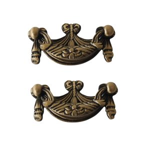 HANDTECHINDIA Antique Brass Drawer Pull Handles Set with Brass Screws Vintage Cabinet Handles Decorative Dresser Pulls for Furniture, Cupboard, Wardrobe, Desk & Chest Drawers (Type-3 Pack of 2)