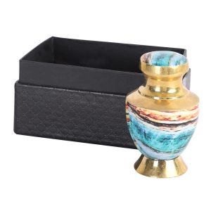 Wonderlist Handicrafts Small Cremation Urns Gold Classic Bronze with Beautiful Colored Design Brass Token Cremation Urn for Adults & Infants Best Tribute to Your Loved One (Green)
