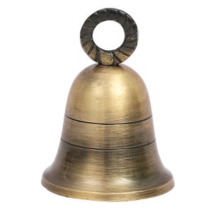 HANDTECHINDIA 3" Height Indian Brass Bells Jingle Bells for Home Door Décor, Crafts, Chimes, Christmas Décor, Cow Pet Bells Christmas Craft Bells for Decorations- Antique (1)