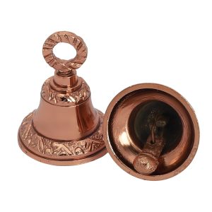 Rose-Gold Embossed Indian Brass Bells Jingle Bells Home Door Décor Crafts Bells Christmas Decor Bells Pet Bells Christmas Craft Bells in Various Size and Set. (4, 1.5 inch)
