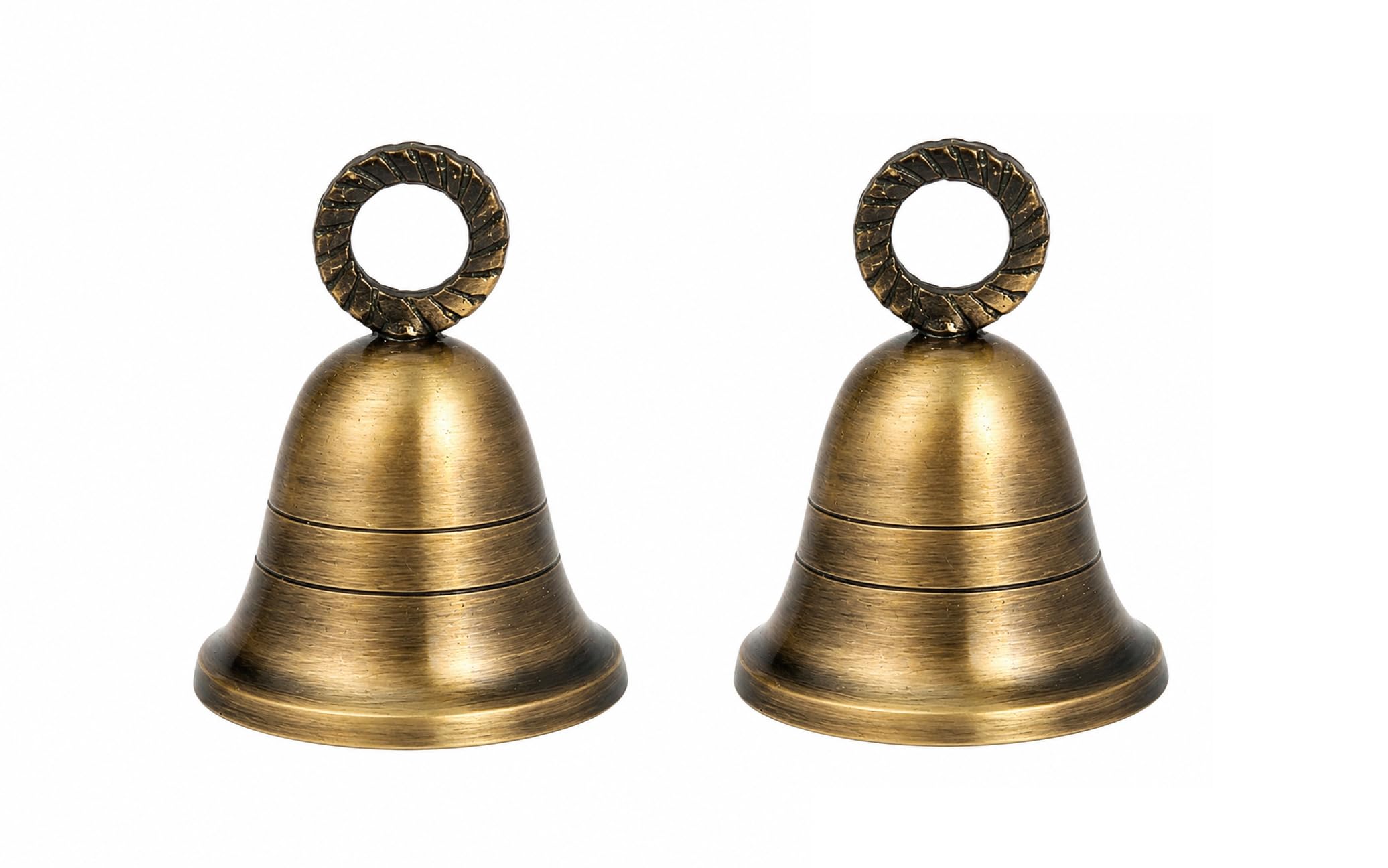 HANDTECHINDIA Antique-Gold Plain Indian Brass Bells Jingle Bells Home Door Decor Crafts Pet Bells Christmas Decor in Various Size and Set for Festival Ornament (2, 2.5 inch)