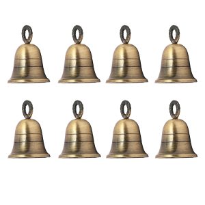 Indian Brass Bells Jingle Bells for Home Door Décor, Crafts, Chimes, Décor, Cow Pet Bells,Craft Bells for Decorations Jingle Bells with Hanging Loop (8, Plain)