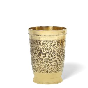 HANDTECHINDIA Pure Brass Glass Tumbler 250 ml Handcrafted Ayurvedic Drinking Cup for Water, Tea, Juice & Coffee | Traditional Brass Drinkware Gift