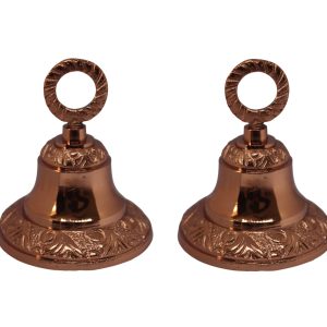 Plain and Embossed Gold Indian Brass Bells Jingle Bells Home Door Décor Crafts Bells Christmas Decor Bells Pet Bells Christmas Craft Bells in Various Size and Set. (2, Rose-Embossed)