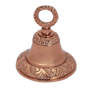 HANDTECHINDIA Rose-Gold Embossed Indian Brass Bells Jingle Bells Home Door Decor Crafts Christmas Decor Pet Bells in Various Size and Set (1, 2.5 inch)