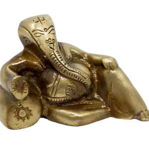 HANDTECHINDIA Lord Ganesha Handmade Brass Idol, Auspicious Home Decor Sculpture for Diwali, Housewarming & Gifts | Spiritual Home Decor for Pooja, Meditation & Gifting