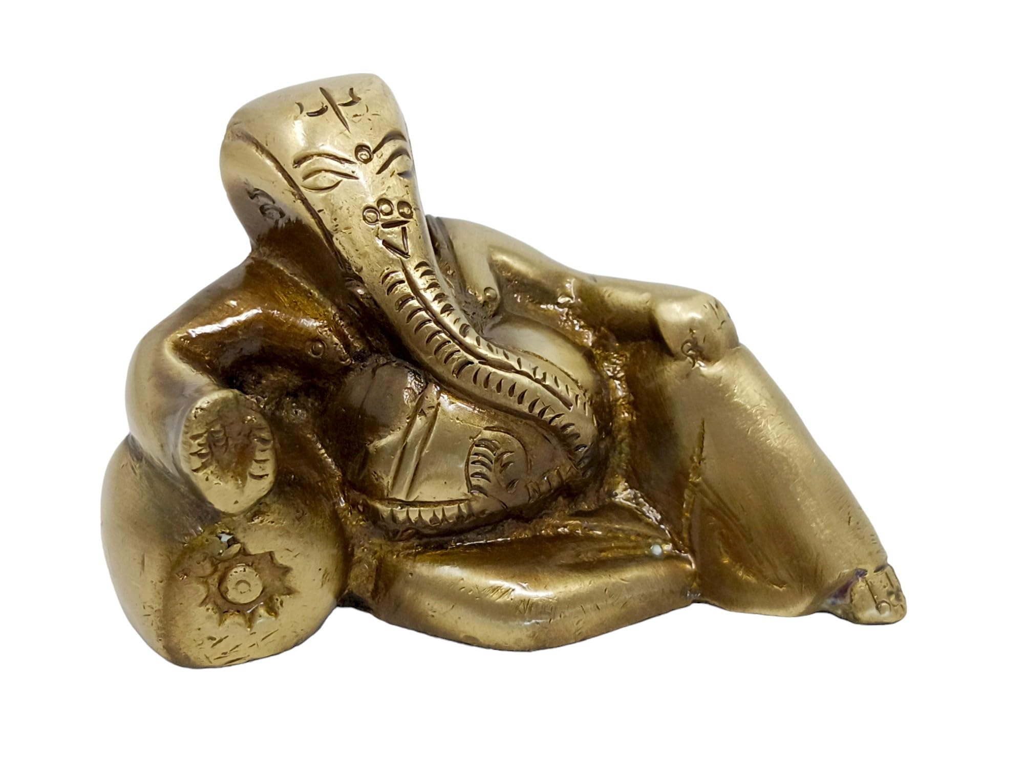 HANDTECHINDIA Lord Ganesha Handmade Brass Idol, Auspicious Home Decor Sculpture for Diwali, Housewarming & Gifts | Spiritual Home Decor for Pooja, Meditation & Gifting