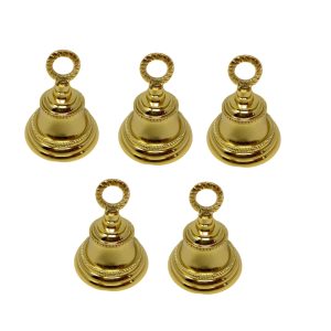 HANDTECHINDIA 3.5" Height Indian Brass Bells Jingle Bells for Home Door Décor, Crafts, Chimes, Christmas Décor, Cow Pet Bells Christmas Craft Bells for Christmas Decorations (Pack of 5)