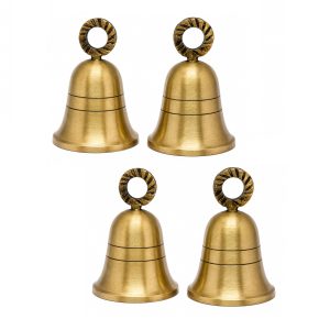 Antique-Gold Plain Indian Brass Bells Jingle Bells Home Door Décor Crafts Bells Christmas Decor Bells Pet Bells Christmas Craft Bells in Various Size and Set. (4, 1.5 inch)
