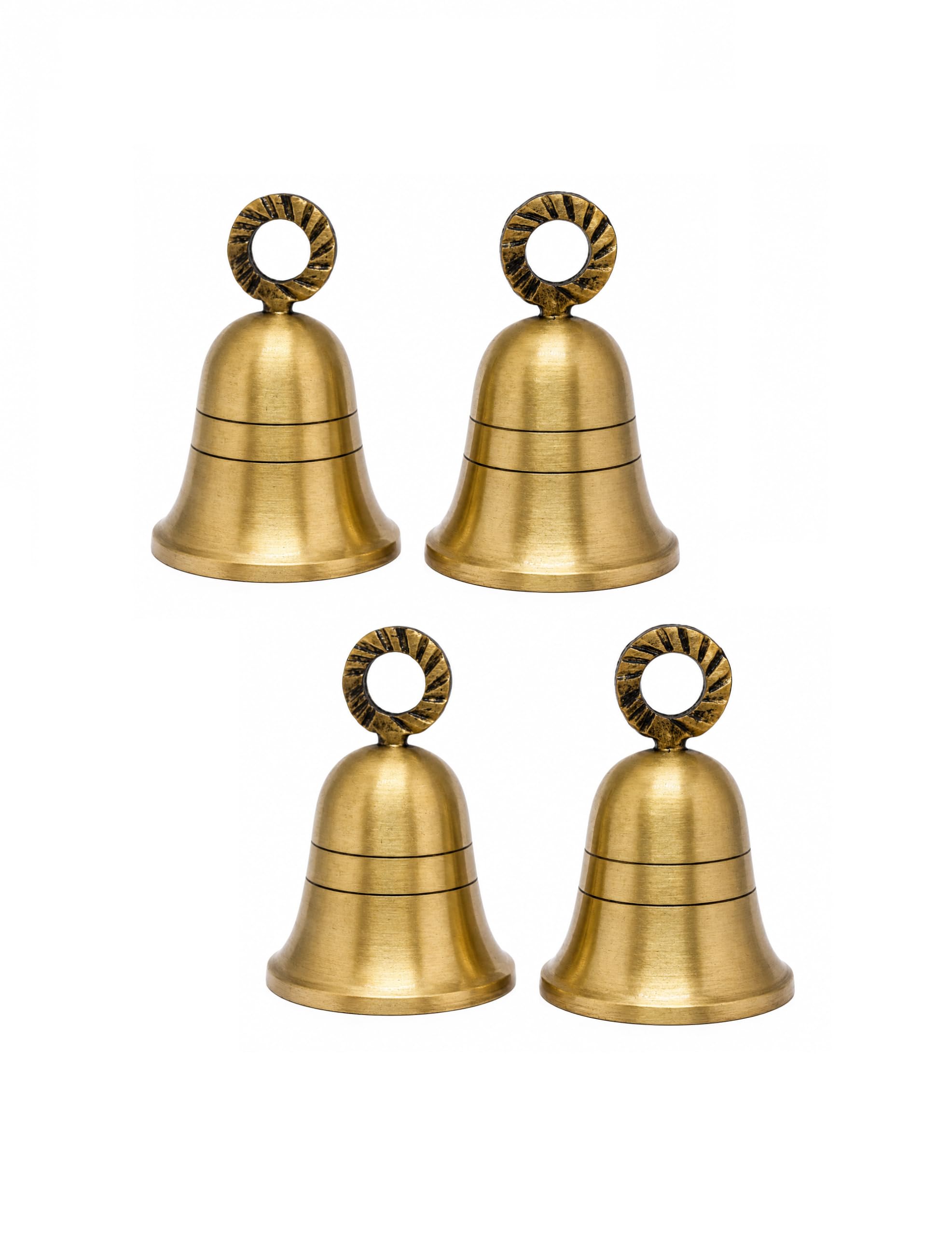 Antique-Gold Plain Indian Brass Bells Jingle Bells Home Door Décor Crafts Bells Christmas Decor Bells Pet Bells Christmas Craft Bells in Various Size and Set. (4, 1.5 inch)