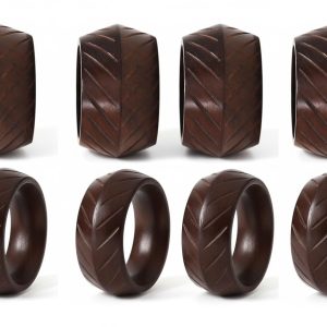 Tabletop Decor Wooden Napkin Rings Set, Rustic Farmhouse Style Table Setting Collection (12)