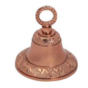 HANDTECHINDIA Rose-Gold Embossed Indian Brass Bells Jingle Bells Home Door Decor Crafts Christmas Decor Pet Bells in Various Size and Set (1, 3 inch)