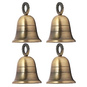 Antique-Gold Plain Indian Brass Bells Jingle Bells Home Door Décor Crafts Bells Christmas Decor Bells Pet Bells Christmas Craft Bells in Various Size and Set. (4, 2 inch)