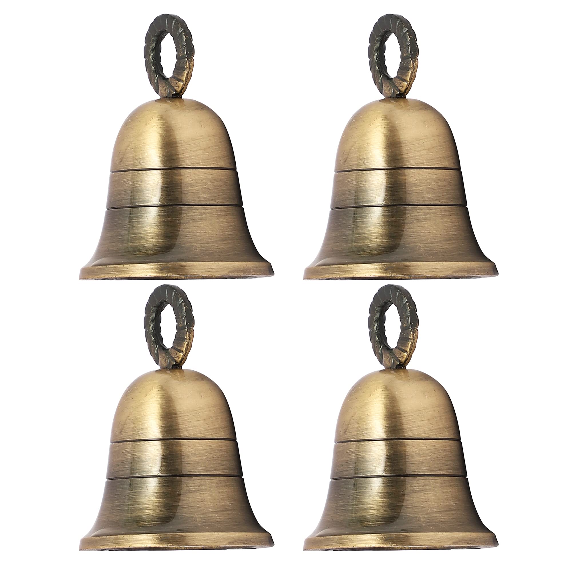Antique-Gold Plain Indian Brass Bells Jingle Bells Home Door Décor Crafts Bells Christmas Decor Bells Pet Bells Christmas Craft Bells in Various Size and Set. (4, 2 inch)