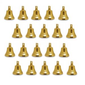 HANDTECHINDIA Small Indian Brass Bells Jingle Bells for Home Door Decor, Crafts, Chimes, Christmas Decor, Pet Bells, Decorations, Hanging Ornament (Pack of 20)