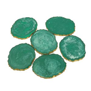 Resin Coasters for Living Room Decorative Coasters for Dining Table Coasters for Bar Tea Coaster Home Décor Drink Holder, Set of 6 (Green)
