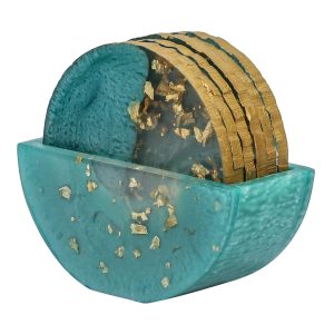 Wonderlist Handicrafts Resin Coasters for Living Room Decorative Coasters for Dining Table for Bar Tea Home Décor Drink Holder (Emerald)