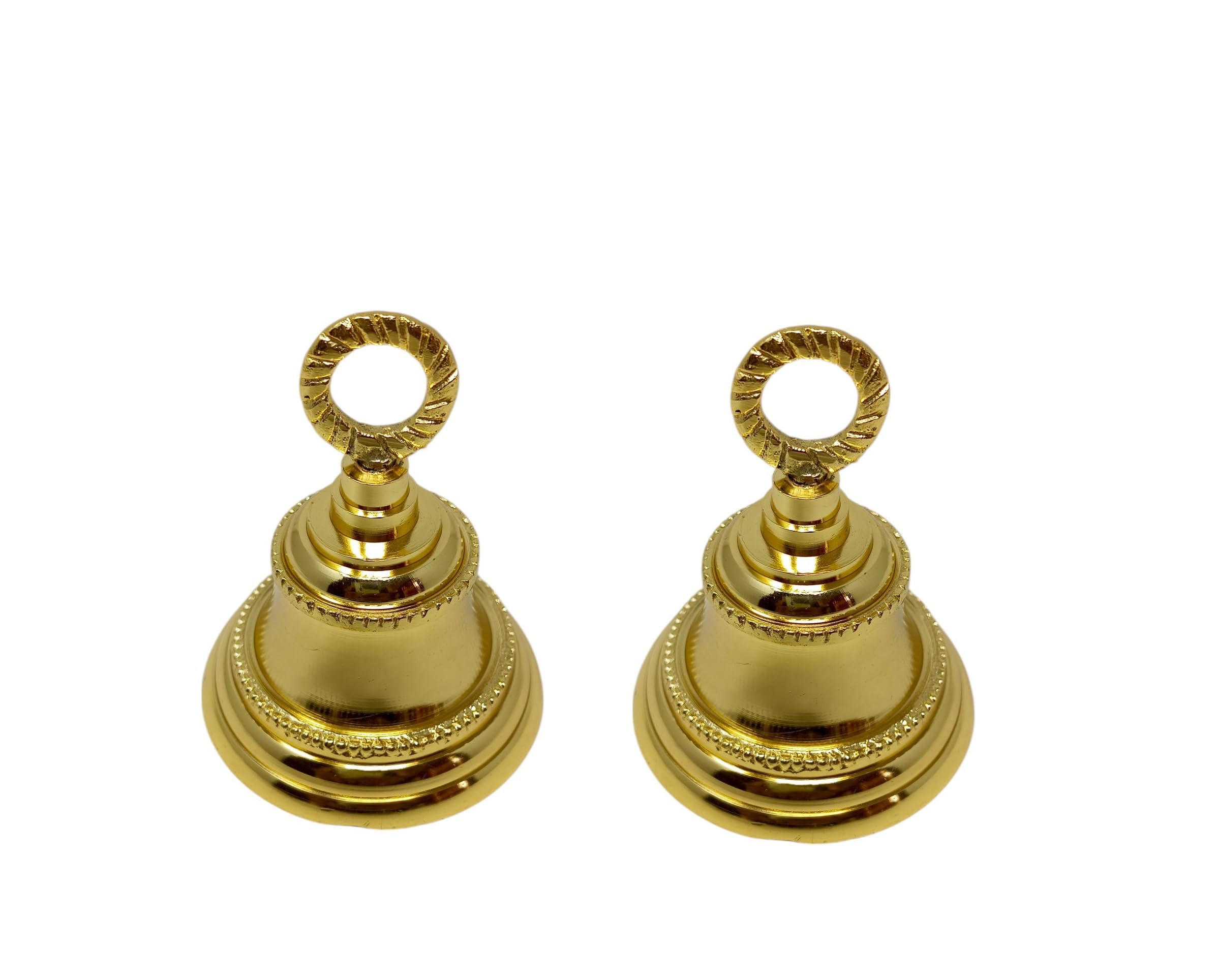 HANDTECHINDIA 3.5" Height Indian Brass Bells Jingle Bells for Home Door Décor, Crafts, Chimes, Christmas Décor, Cow Pet Bells Christmas Craft Bells for Christmas Decorations (Pack of 2)