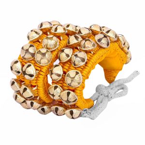 Dancing Bells Ghungroo Anklet with Yellow Cushion Pad 2 Line (20+20) Bells for Indian Classical Dance Bharatnatyam