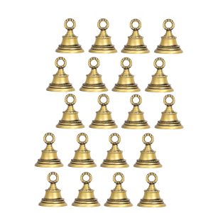 HANDTECHINDIA 2.3" Height Indian Brass Bells Jingle Bells for Home Door Decor, Crafts, Chimes, Christmas Decor, Cow Pet Bells for Decorations, Set of 20