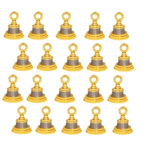 HANDTECHINDIA 2" Height Golden-Silver Indian Brass Jingle Bells for Home Door Decor, Crafts, Chimes, Christmas Decor, Cow Pet Bells, Hanging Ornament (20)