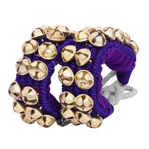 Dancing Bells Anklet Ghungroo with Colored Cushion Pad 2 Line with (20+20) Bells Best for Indian Classical Dance, Brass Ankle Bells, Blue