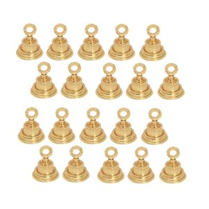 Wonderlist Handicrafts 2' Height Indian Brass Bells Jingle for Home Door Décor, Crafts, Chimes, Christmas Cow Pet Craft Decorations (20), Golden, 2*1.8 inches, (SE45RT7)