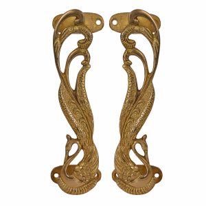 Wonderlist Handicrafts Indian Handmade Brass Décor Handle Pull Beautifully Handcrafted Design Brass Door Handle Pull (Peacock), 7.3x2.2x1.5 inches, HT-DOHA-01