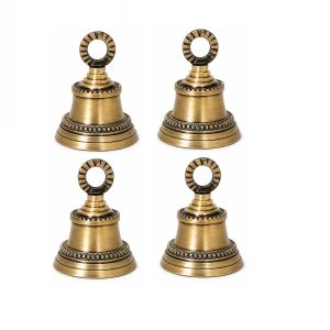 HANDTECHINDIA 2.3" Height Brass Jingle Bells for Home Door Decor, Crafts, Chimes, Christmas Decorations, Pooja Ceremonies, Hanging Ornament (4)